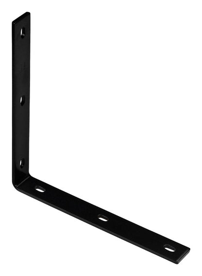 Flat corner iron brace by Emery Jensen, 12.25x1.5 inches, used for reinforcing corners in woodworking or framing projects.