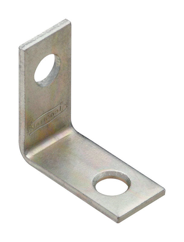 Emery Jensen flat corner iron brace in zinc finish, 1x1/2 inch, used for reinforcing corner joints in woodworking.