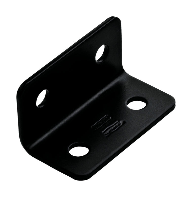 Black Emery Jensen flat corner iron in 1.6x3 inch size, designed for wide corner reinforcement and structural support.