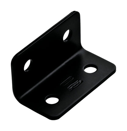 Black Emery Jensen flat corner iron in 1.6x3 inch size, designed for wide corner reinforcement and structural support.