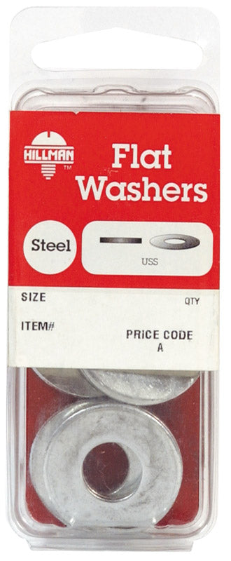 Pack of 10 Emery Jensen 1/4-inch flat washers, durable metal hardware for fastening and assembly projects.