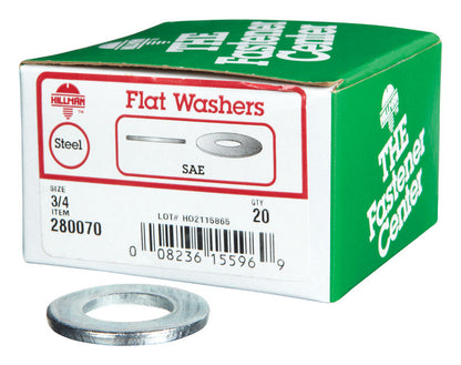 Emery Jensen SAE flat washer 3/4 inch, BX20, metal flat washer for mechanical applications, shown in a close-up image.