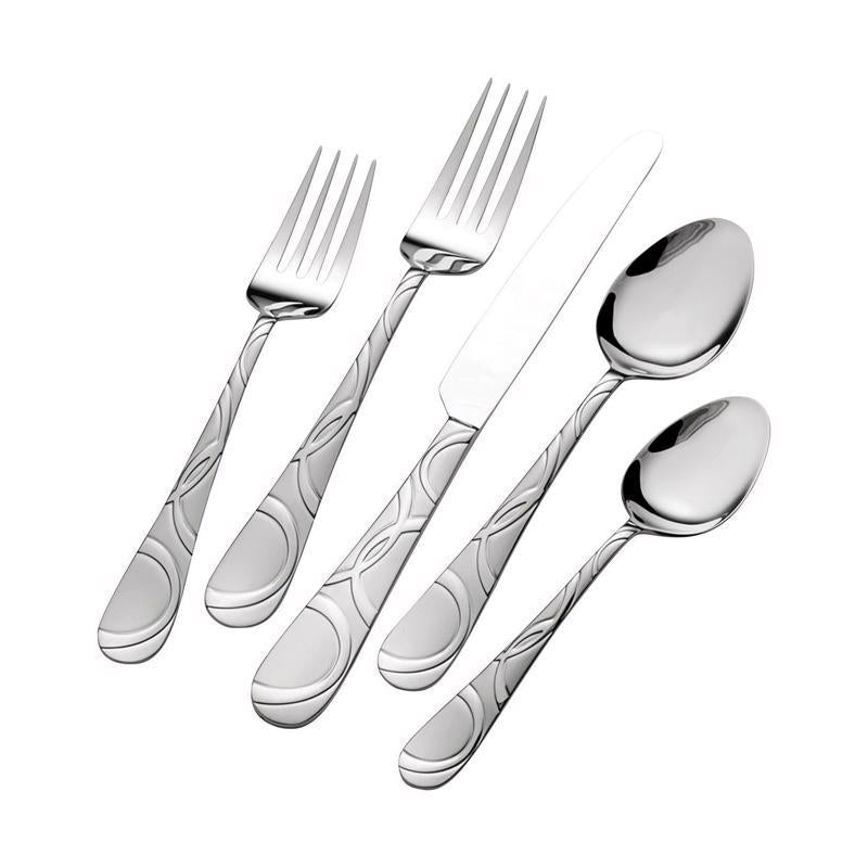 Emery Jensen flatware set with 20 pieces, including forks, knives, spoons, and tableware for everyday dining.