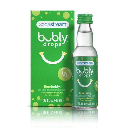 Emery Jensen BUBLY Lime Drops flavor in a clear container with lime-flavored candy pieces, perfect for mixing and snacking.