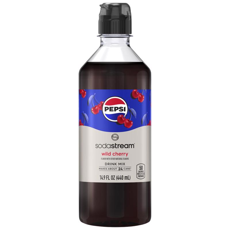 Emery Jensen DRNK MIX PEPS CHRY 440ml flavored drink mix in a clear plastic bottle with colorful label.