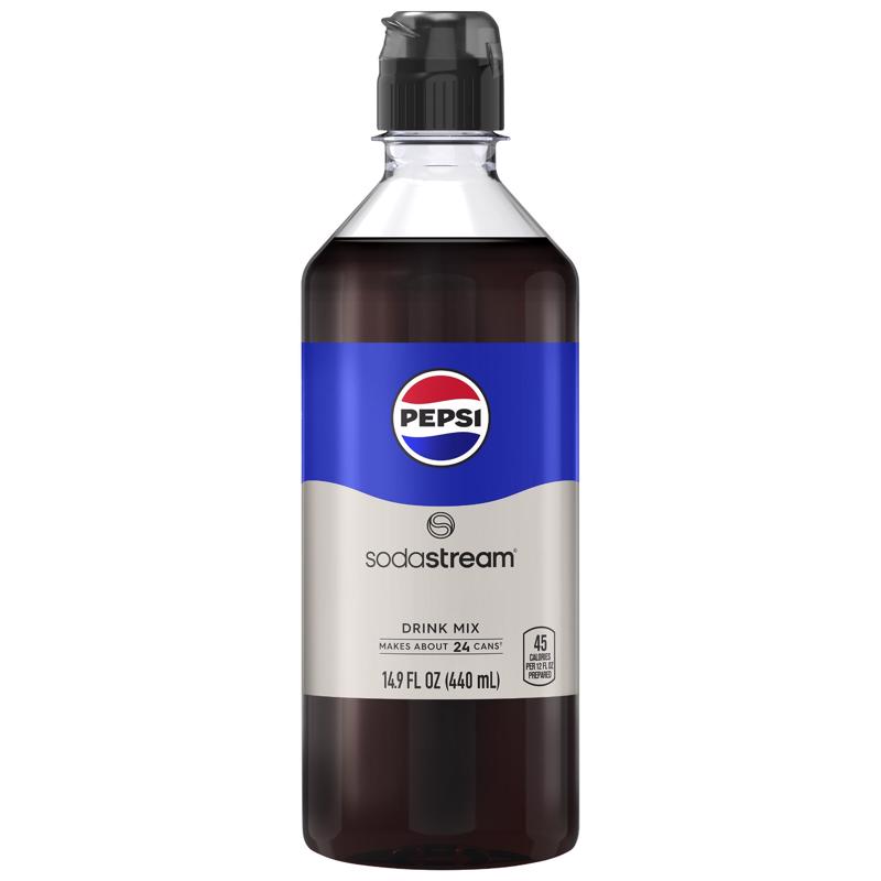 Emery Jensen Pepsi soda mix in a clear container, showing vibrant color and flavor details for flavors and mixes collection.