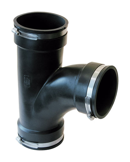 Emery Jensen DWV TEE FLEX PVC 4-inch flexible pipe fitting with ELS/TEES/YS/ADAP design for drainage applications