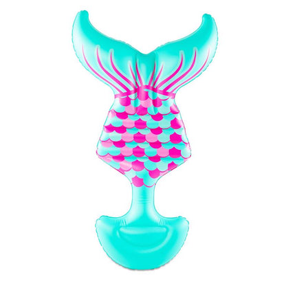 Pink mermaid pool float from Emery Jensen, designed for relaxing on water with a vibrant, colorful mermaid tail shape.
