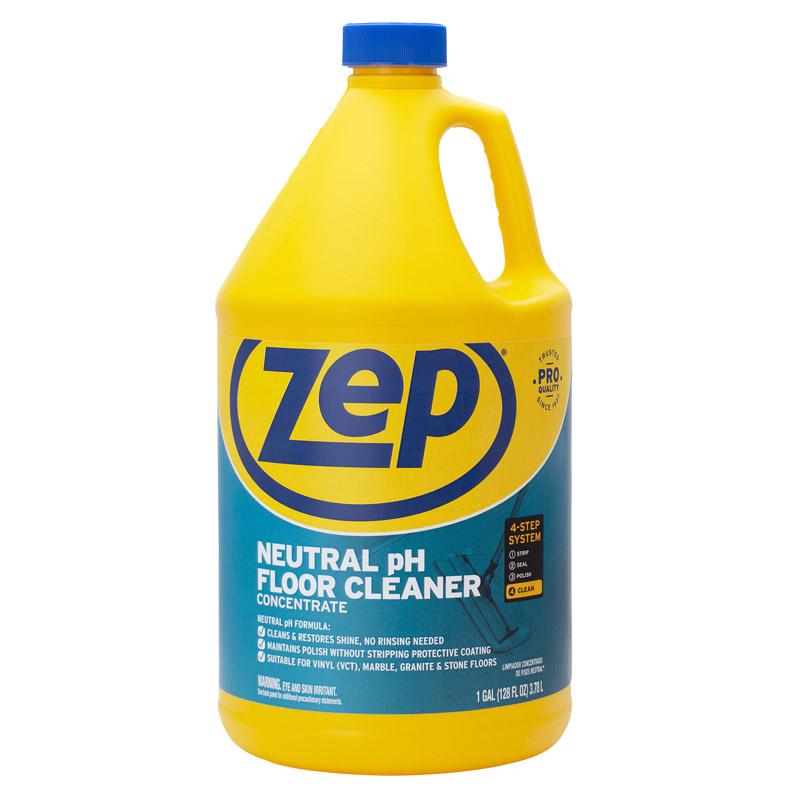 Set of four Emery Jensen CLEANR Floor Cleaners in 128oz bottles, pH neutral formula for effective floor cleaning.