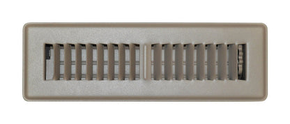 Emery Jensen floor register 10x2 inch in brown color, vent cover with adjustable louvers for heating and cooling vents.