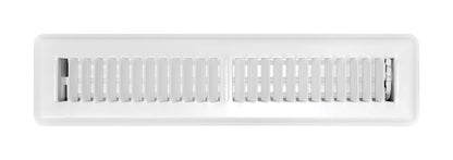 Emery Jensen floor register 14x2-1/4 inches with adjustable louvers for air flow control, in a white metal finish.