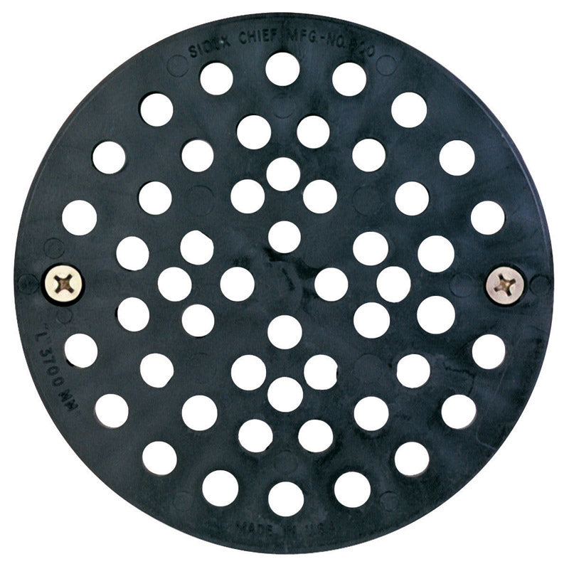 Emery Jensen COVR floor drain cover in black, 6.75x3/8 inches, designed for floor traps and drainage systems.