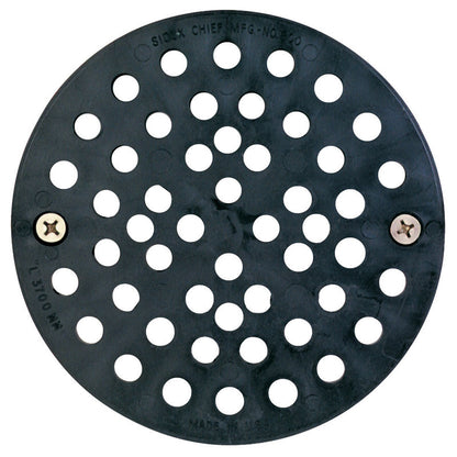 Emery Jensen COVR floor drain cover in black, 6.75x3/8 inches, designed for floor traps and drainage systems.