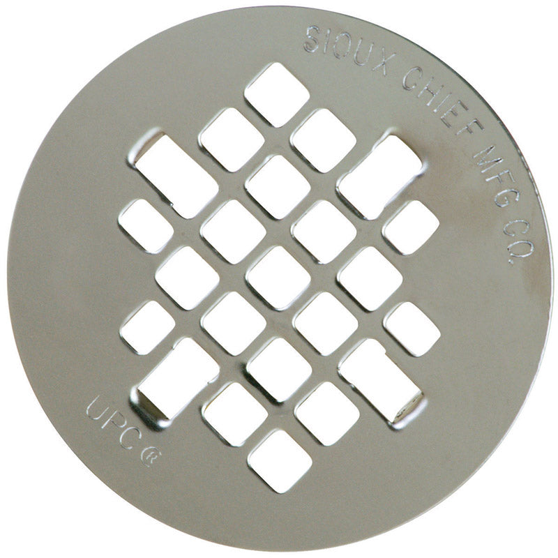 Emery Jensen stainless steel floor trap cover with 4-1/4-inch opening, designed for durable drainage installation.