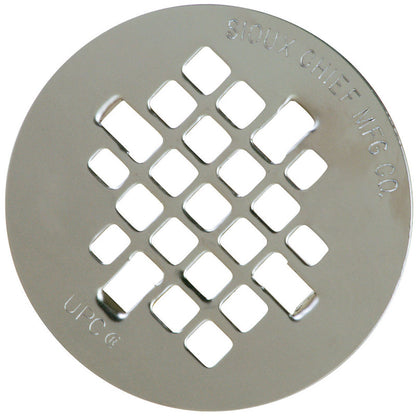 Emery Jensen stainless steel floor trap cover with 4-1/4-inch opening, designed for durable drainage installation.