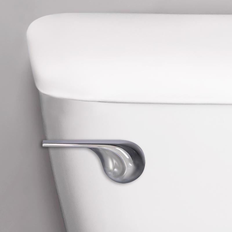 Emery Jensen flush handle in black and chrome finish, designed for toilet flush levers with a sleek, modern look.