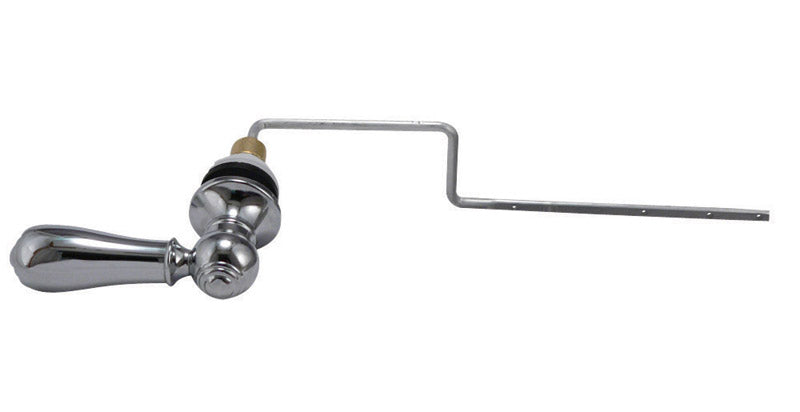 Chrome flush lever for toilet tank, Emery Jensen Tank Lever Deco Chrome, decorative bathroom fixture with sleek chrome finish.