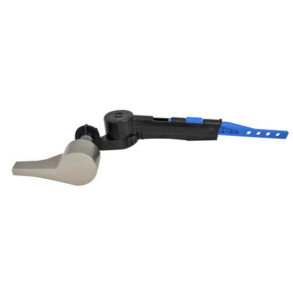 Universal BN tank lever flush handle by Emery Jensen, shown in a close-up image displaying the durable plastic construction.