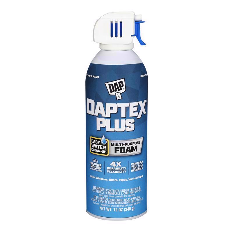 Emery Jensen DAPTEX foam sealant in a 12oz container, suitable for sealing gaps and cracks with expanding foam.