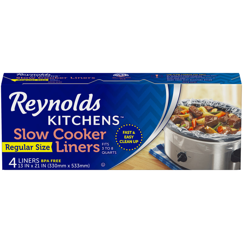 Emery Jensen Reynolds Slow Cook Liner food bags for slow cooker lining, durable and heat-resistant for easy cleanup.
