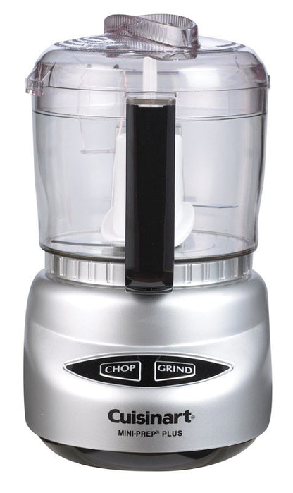 Emery Jensen mini food processor with stainless steel blades for chopping and food prep, compact kitchen appliance.