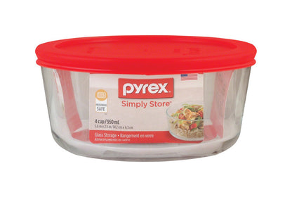 PYREX ROUND W/lid RED4C - Pack of 4