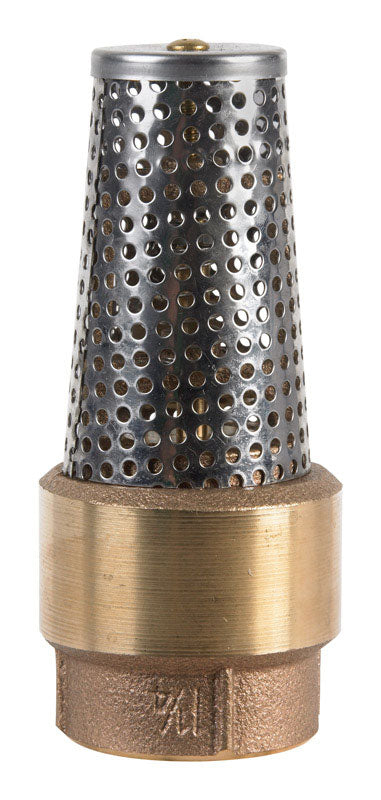 Emery Jensen 1.25-inch foot valve for plumbing, shown in a close-up image highlighting its sturdy metal construction.