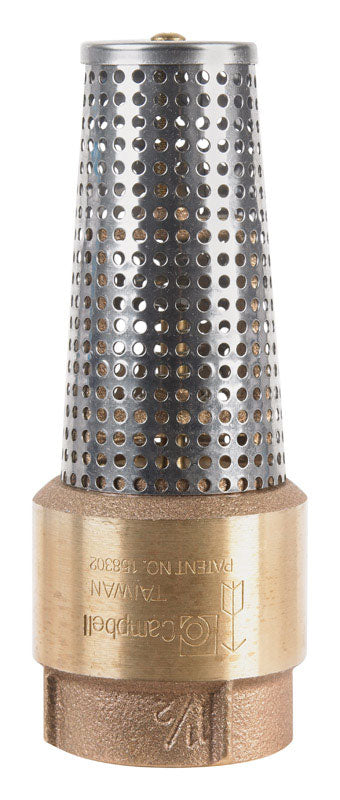 Emery Jensen 1.5-inch foot valve for plumbing and pump systems, shown in a close-up image with threaded connection details.