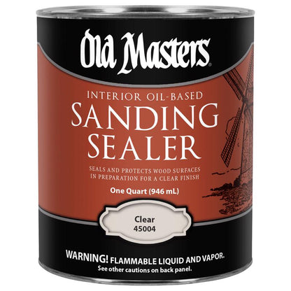 Four 1-quart bottles of Emery Jensen Sanding Sealer CLR, a fortifier and filler, shown in a pack for wood finishing projects.