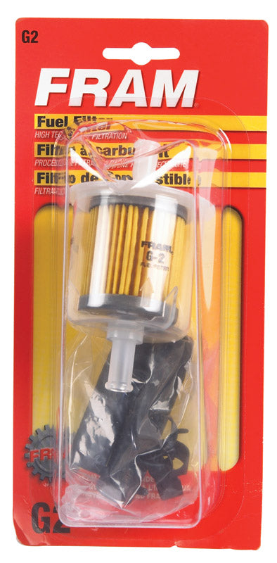 Emery Jensen Fram G2 fuel filter for vehicles, showing the cylindrical filter element and mounting components.