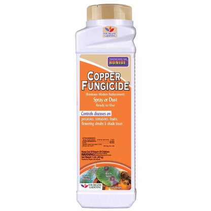 Copper Dust fungus control by Emery Jensen, 1lb bag of copper-based fungicide for plant protection and disease prevention.