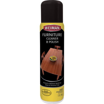 Emery Jensen Furniture Polish aerosol spray, 12oz, in a pack of 6 bottles, used for cleaning and polishing wooden furniture.