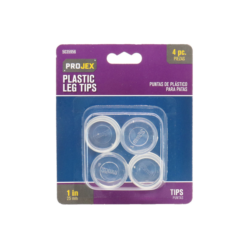 LEG TIP CLR RND 1" 4PK