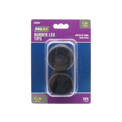 LEG TIP RBR BLK 1.5" 2PK
