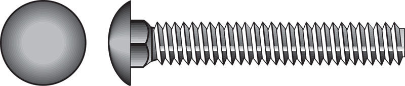 Galvanized carriage screw by Emery Jensen, 1/2 inch by 3 1/2 inches, shown in a close-up image.