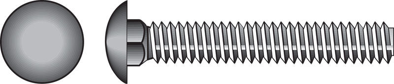 Galvanized carriage screw 3/8x2 1/2 inches by Emery Jensen, with a flat head and threaded body for fastening applications