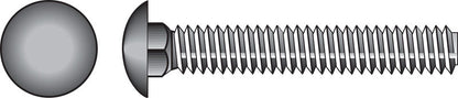 Galvanized carriage screw 3/8x2 1/2 inches by Emery Jensen, with a flat head and threaded body for fastening applications