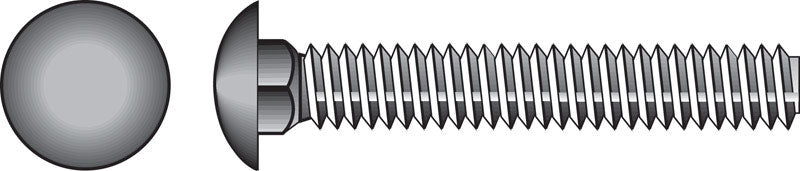 Galvanized Emery Jensen carriage screw 3/8x4 inch with hex head and coarse threads for wood or metal fastening.