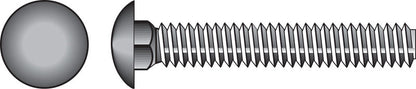 Galvanized Emery Jensen carriage screw 3/8x4 inch with hex head and coarse threads for wood or metal fastening.