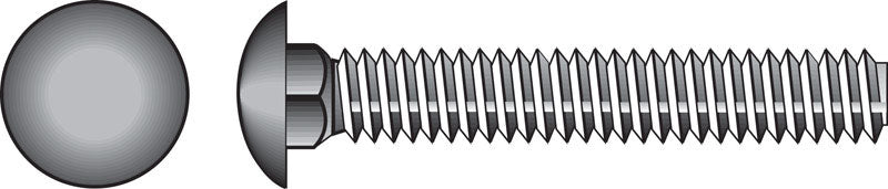 Galvanized carriage screw 3/8x6 inches by Emery Jensen, showing the shiny metal head and threaded body of the fastener.