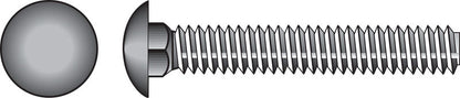 Galvanized carriage screw 3/8x6 inches by Emery Jensen, showing the shiny metal head and threaded body of the fastener.