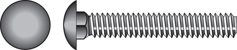 Galvanized carriage screw 3/8x7 inches by Emery Jensen, showing the shiny metal surface and threaded shaft.