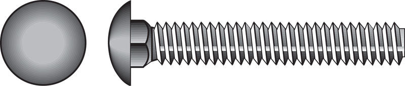 Galvanized carriage screw, 5/16 inch by 1 1/2 inch, from Emery Jensen, shown in a close-up view.