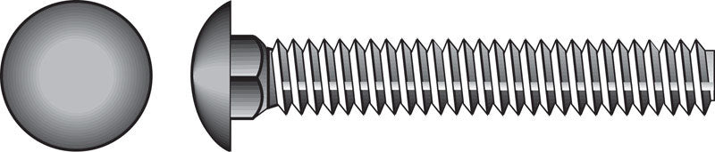 Galvanized carriage screw 5/16x1 from Emery Jensen, showing the shiny metal surface and threaded shaft.