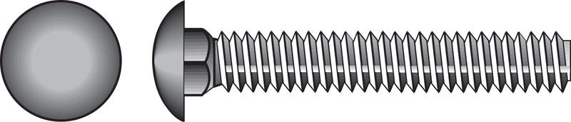 Galvanized carriage screw 5/16x2 inches by Emery Jensen, showing the shiny metal finish and threaded shaft for construction use.