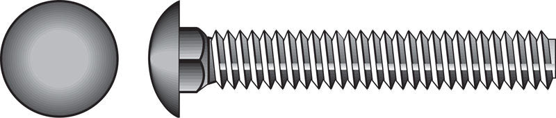 Galvanized carriage screw 5/16x4 1/2 inches by Emery Jensen, showing the shiny metal screw with flat head and threading.