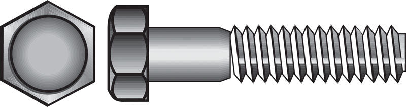 Galvanized HEX Grade 2 bolts, 1/4 x 3 inches, by Emery Jensen, showing the shiny metal finish and hex head design