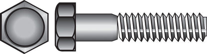 Galvanized HEX Grade 2 bolts, 1/4 x 3 inches, by Emery Jensen, showing the shiny metal finish and hex head design