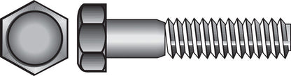Galvanized HEX BOLT Grade 2 by Emery Jensen, 3/8 inch diameter and 4-1/2 inches long, with a hex head for versatile fastening.