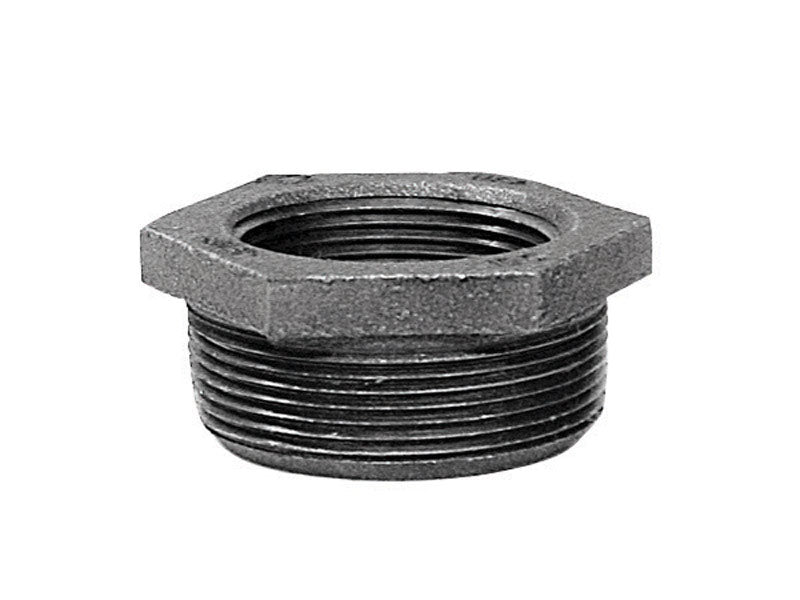 Galvanized iron hex bushing fitting, 1x1/4 inch, from Emery Jensen, used in plumbing and industrial applications.